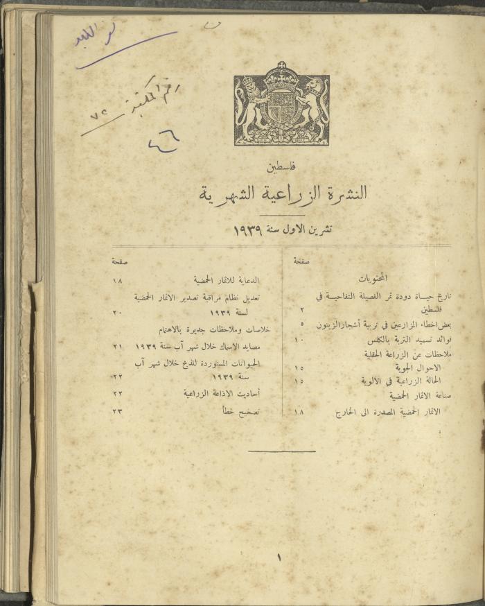 الملحق الزراعي من الوقائع الفلسطينية، ثلاثينيات وأربيعينيات القرن العشرين