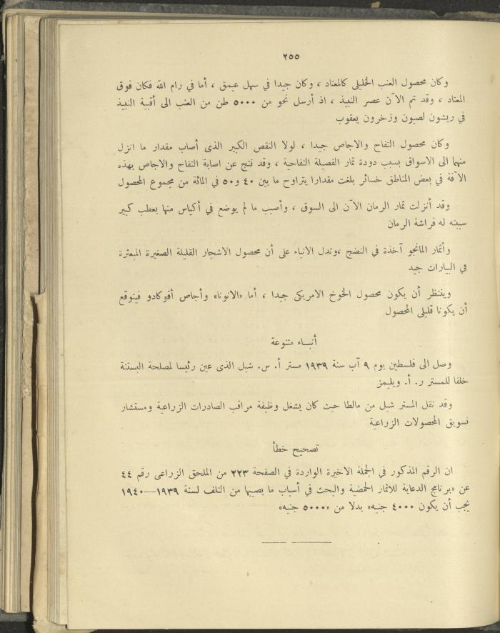 الملحق الزراعي من الوقائع الفلسطينية، ثلاثينيات وأربيعينيات القرن العشرين