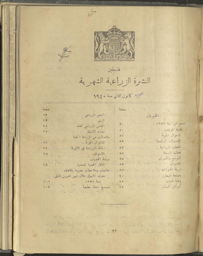 الملحق الزراعي من الوقائع الفلسطينية، ثلاثينيات وأربيعينيات القرن العشرين