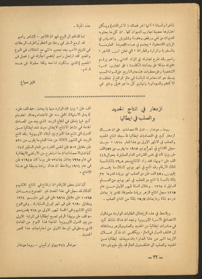 Issue 10 of al-Ofuq al-Jadeed Magazine, October 1965 