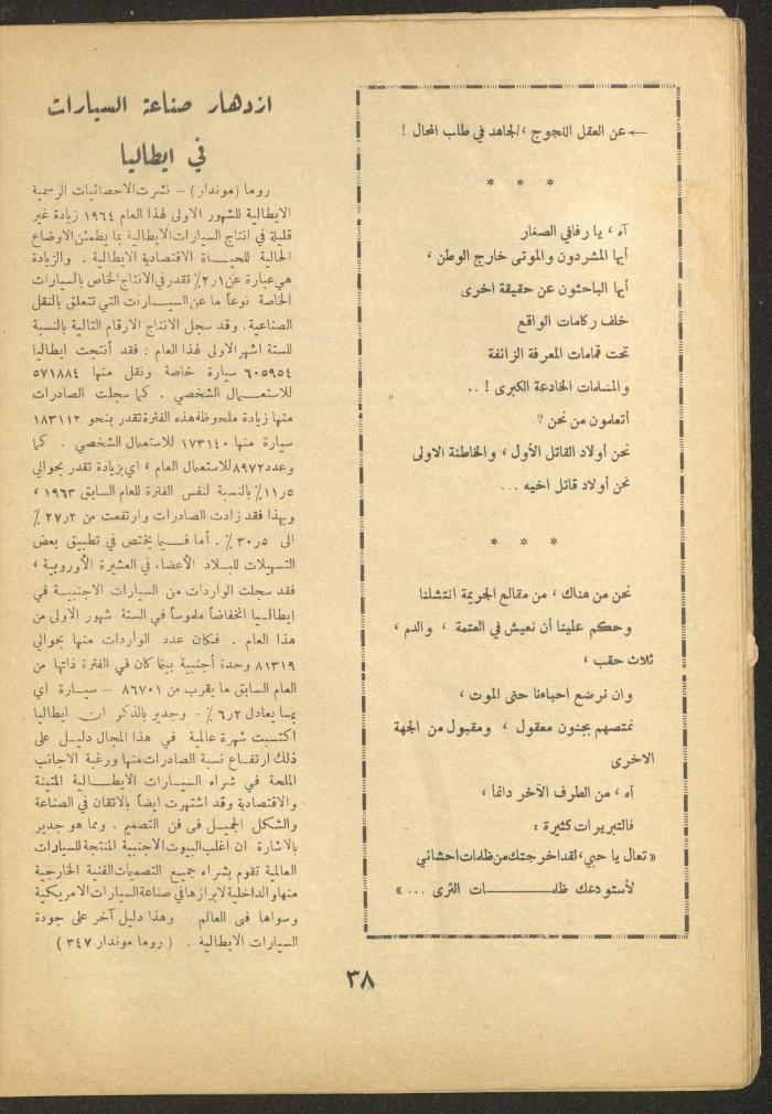 العدد الثاني عشر من مجلة الأفق الجديد، تشرين الثاني 1964

