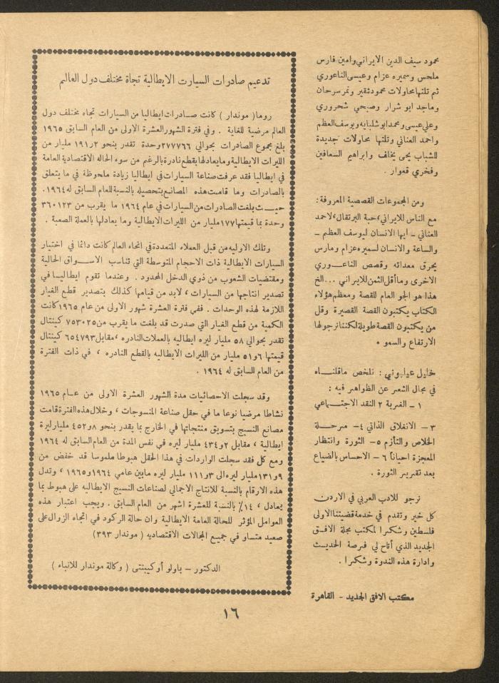 Issue 2 of al-Ofuq al-Jadeed Magazine, March 1966