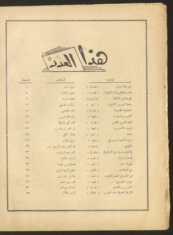 Issue 10 of al-Ofuq al-Jadeed Magazine, August 1963 