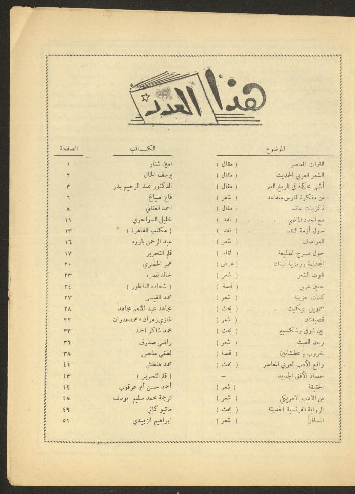 العدد الحادي عشر من مجلة الأفق الجديد، تشرين الأول 1964
