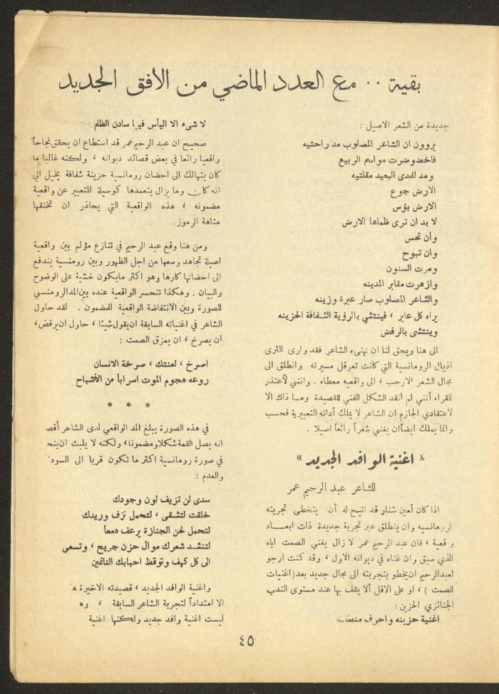العدد الحادي عشر من مجلة الأفق الجديد، تشرين الأول 1964
