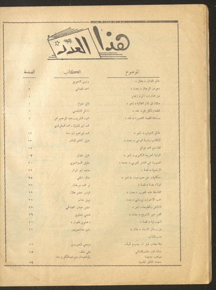Issue 2 of al-Ofuq al-Jadeed Magazine, January 1964