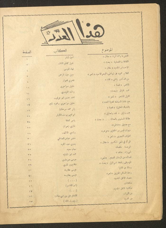 العدد الرابع من مجلة الأفق الجديد، آذار 1964
