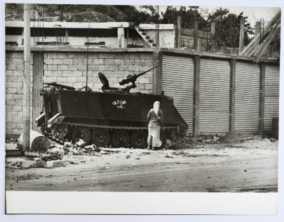 A Woman Stands next to a Tank, Sabra, 1985- 1986