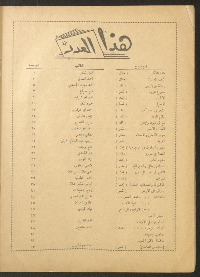 Issue 6 of al-Ofuq al-Jadeed Magazine, April 1963