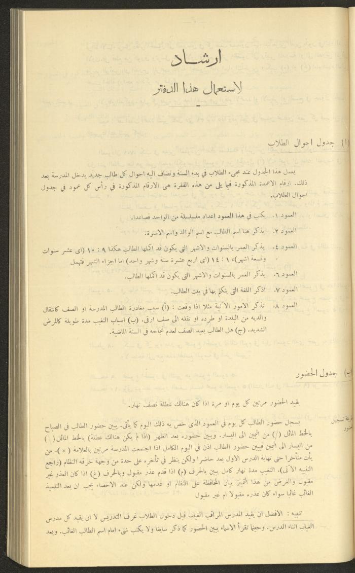 Student Attendance Record, Deir Dibwan School, 1936-1937