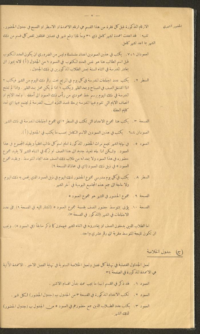Student Attendance Record, Deir Dibwan School,1940-1941