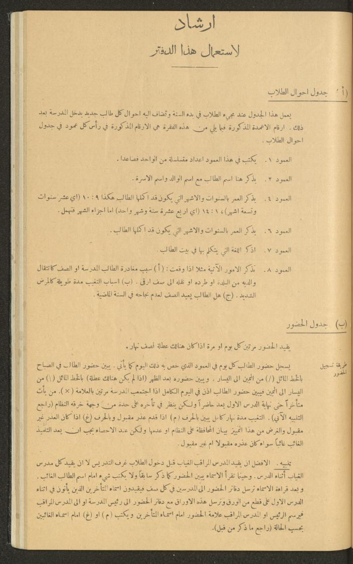 Student Attendance Record, Deir Dibwan School,1941-1942