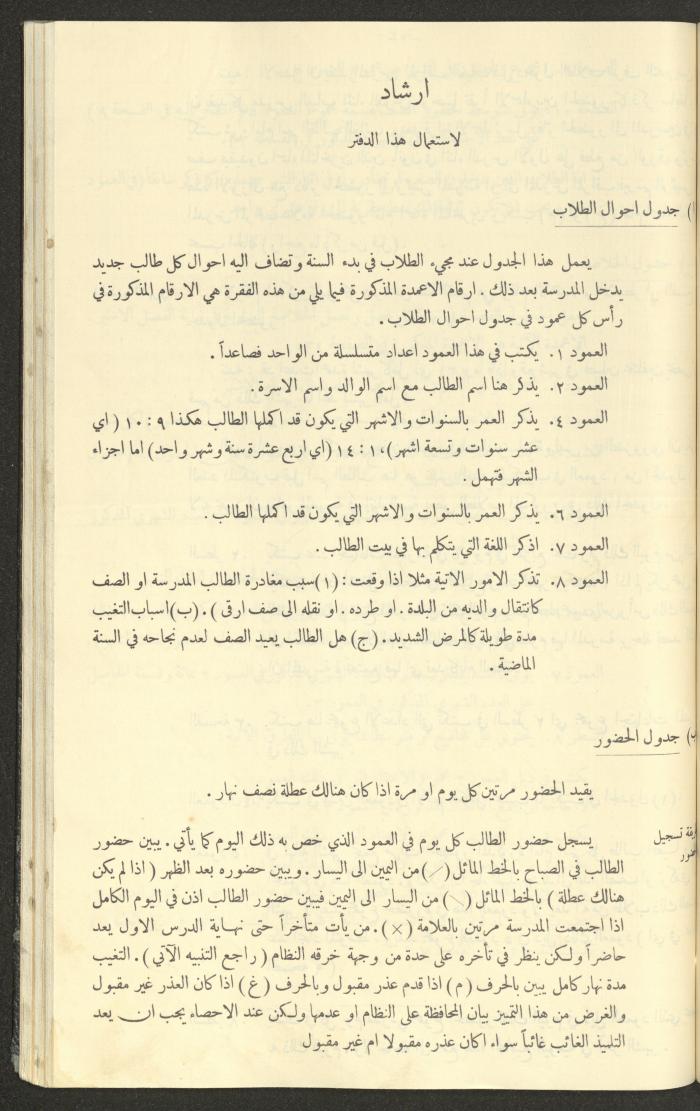 جداول حضور طلاب، مدرسة دير دبوان، 1935-1936
