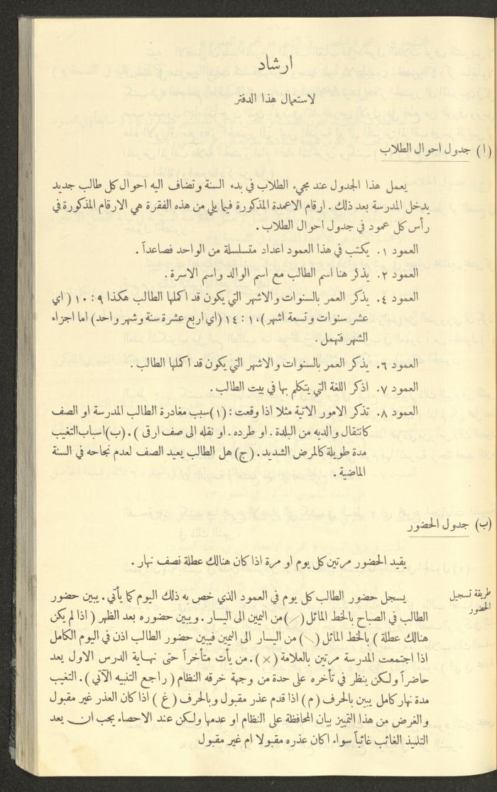 جداول حضور طلاب، مدرسة دير دبوان، 1935-1936
