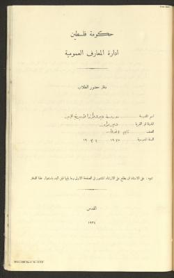 Student Attendance Record, Deir Dibwan School,1935-1936