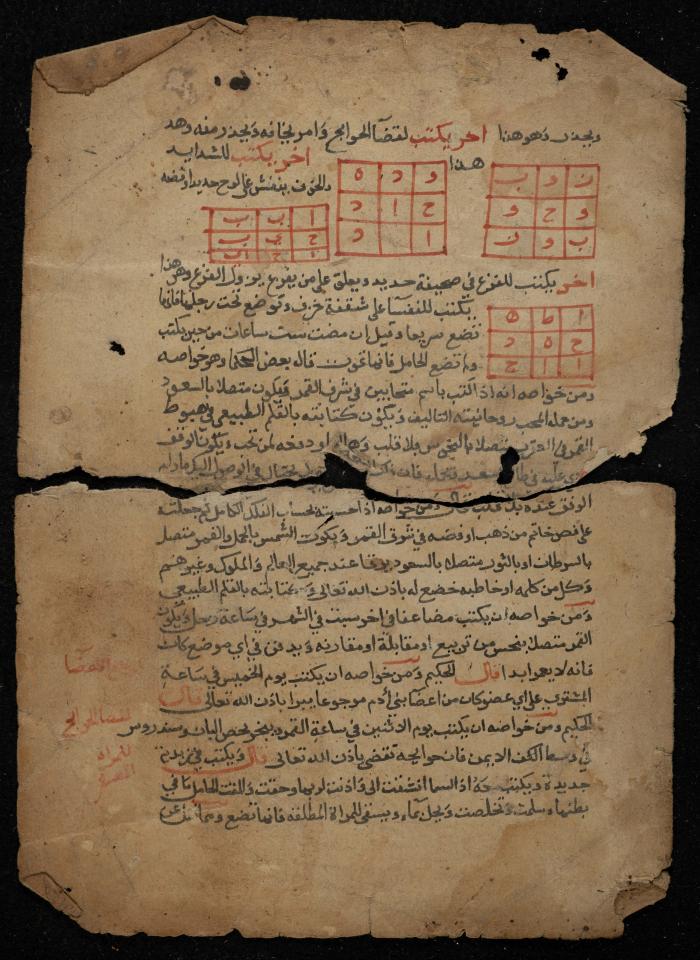 صفحتان من مخطوطة حول السحر، القرن التاسع عشر
