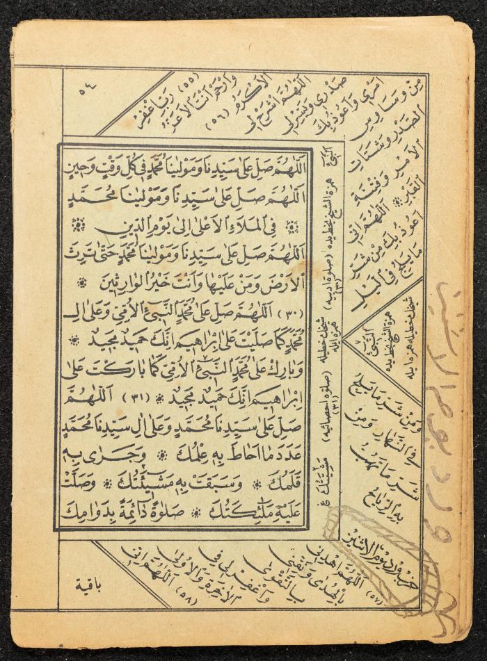 جزء من كتاب يشرح فضل الصلاة على النبي، عشرينيات القرن العشرين 