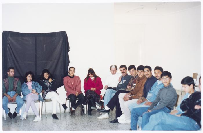Members of el-Funoun Troupe at the Popular Art Center, al-Bireh, 1994