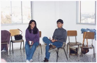 Members of el-Funoun Troupe at the Popular Art Center, al-Bireh, 1994