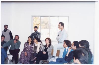 Members of el-Funoun Troupe at the Popular Art Center, al-Bireh, 1994