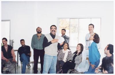 Members of el-Funoun Troupe at the Popular Art Center, al-Bireh, 1994