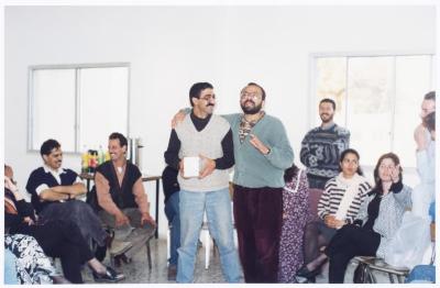 Members of el-Funoun Troupe at the Popular Art Center, al-Bireh, 1994