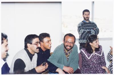 Members of el-Funoun Troupe at the Popular Art Center, al-Bireh, 1994