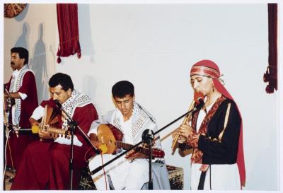 El-Funoun Popular Troupe at a Show, Birzeit, 1990-1999