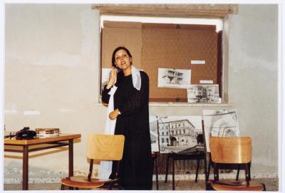 Samia Qazmouri Performing a Melodrama Show at Birzeit University 