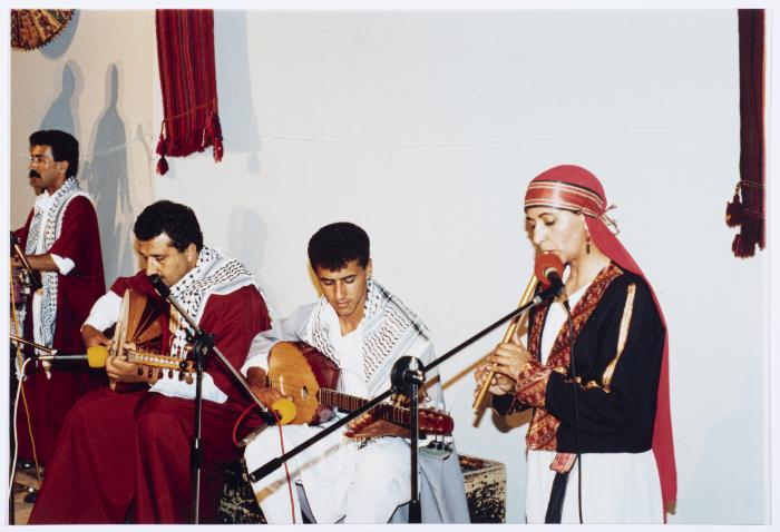 El-Funoun Popular Troupe at a Show, Birzeit, 1990-1999