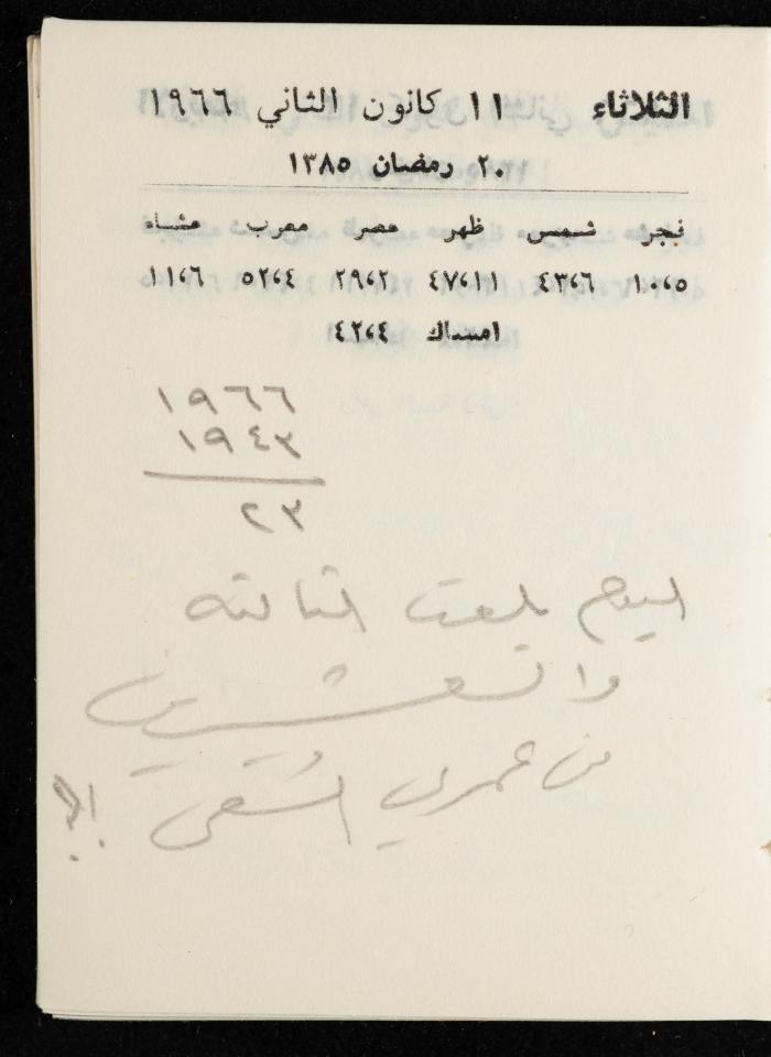 مفكرة لوليد الفاهوم، الناصرة،  1966