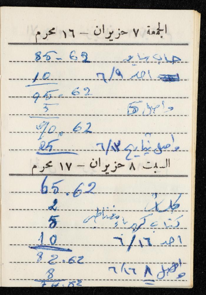 مفكرة وليد الفاهوم، الناصرة، 1963