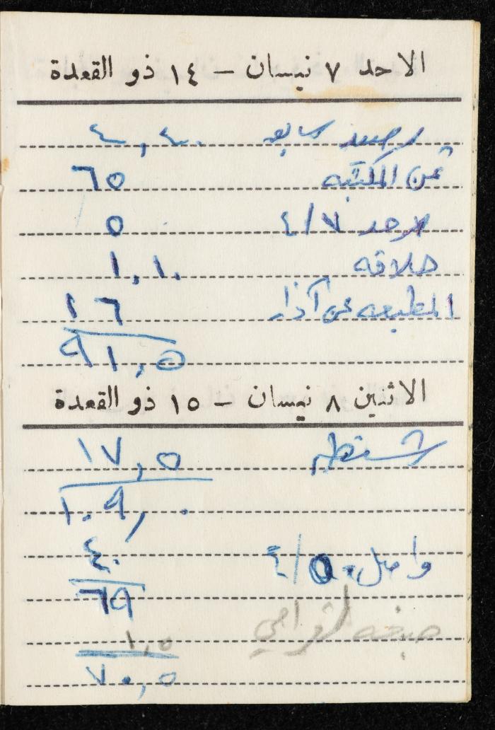 مفكرة وليد الفاهوم، الناصرة، 1963