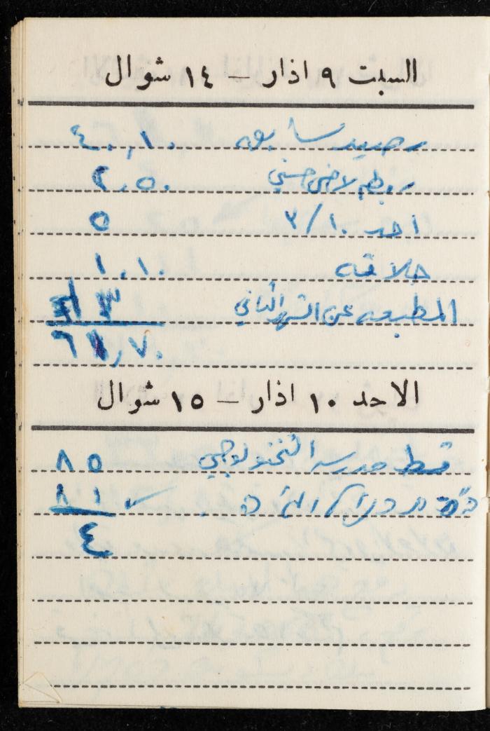 مفكرة وليد الفاهوم، الناصرة، 1963