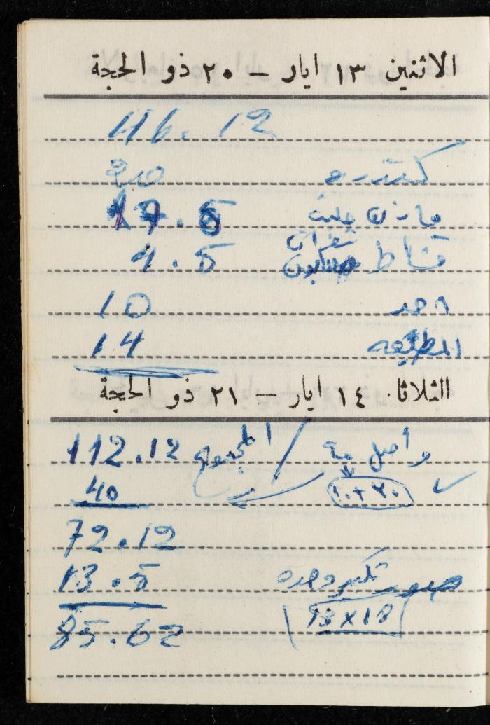 مفكرة وليد الفاهوم، الناصرة، 1963