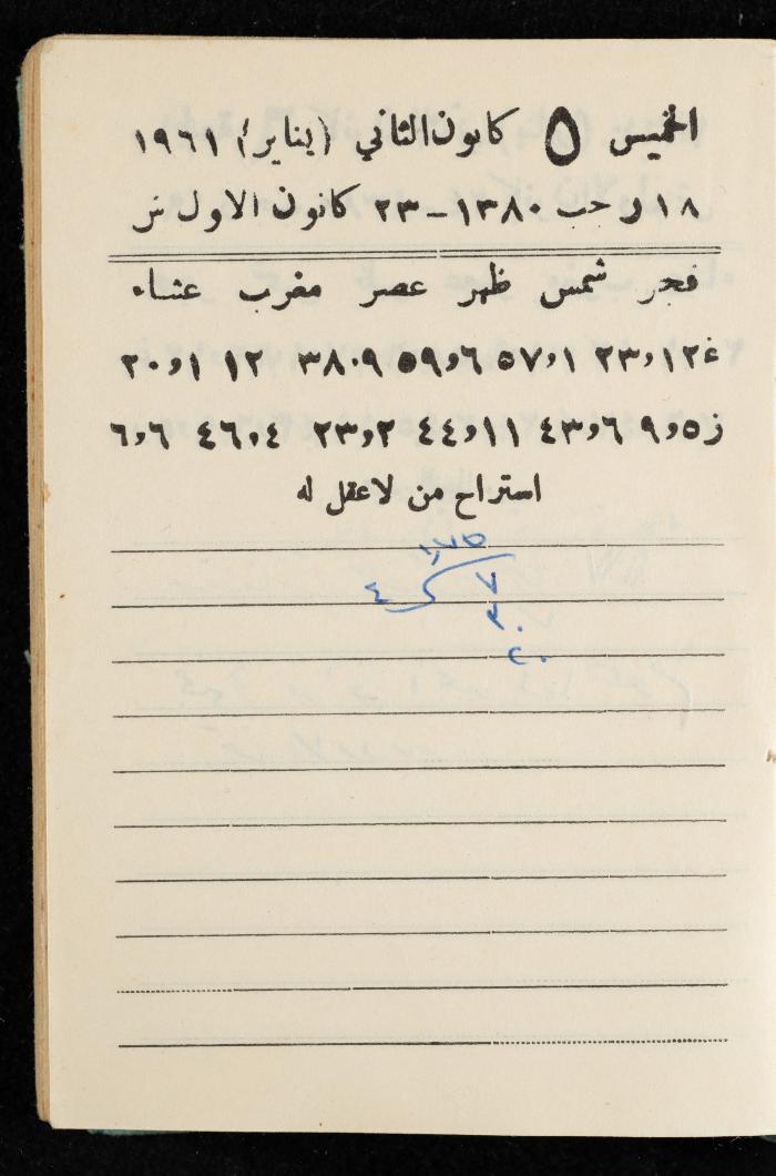 Walid Fahoum's Journal, Nazareth, 1961
