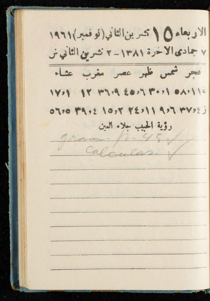 Walid Fahoum's Journal, Nazareth, 1961