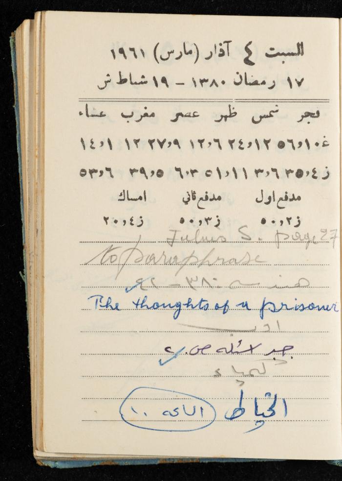 Walid Fahoum's Journal, Nazareth, 1961