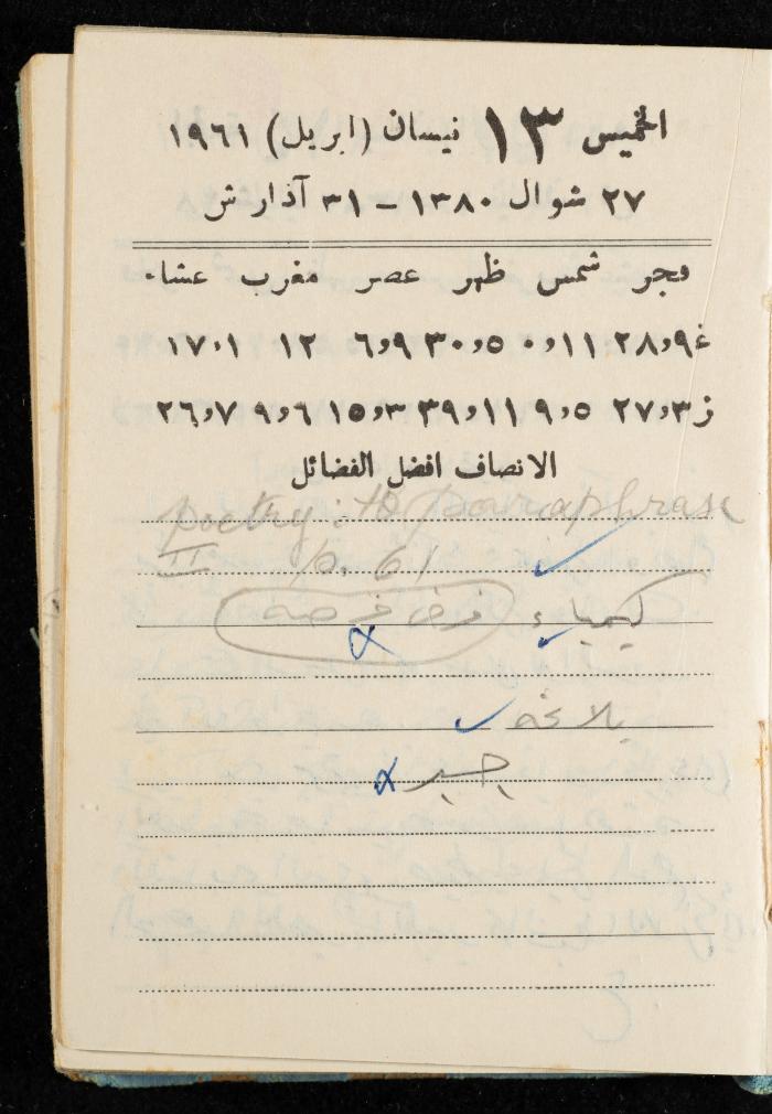 Walid Fahoum's Journal, Nazareth, 1961