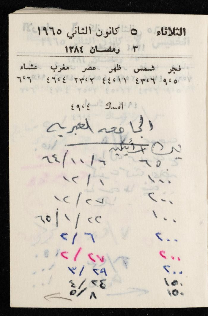 مفكرة وليد الفاهوم، الناصرة، 1965