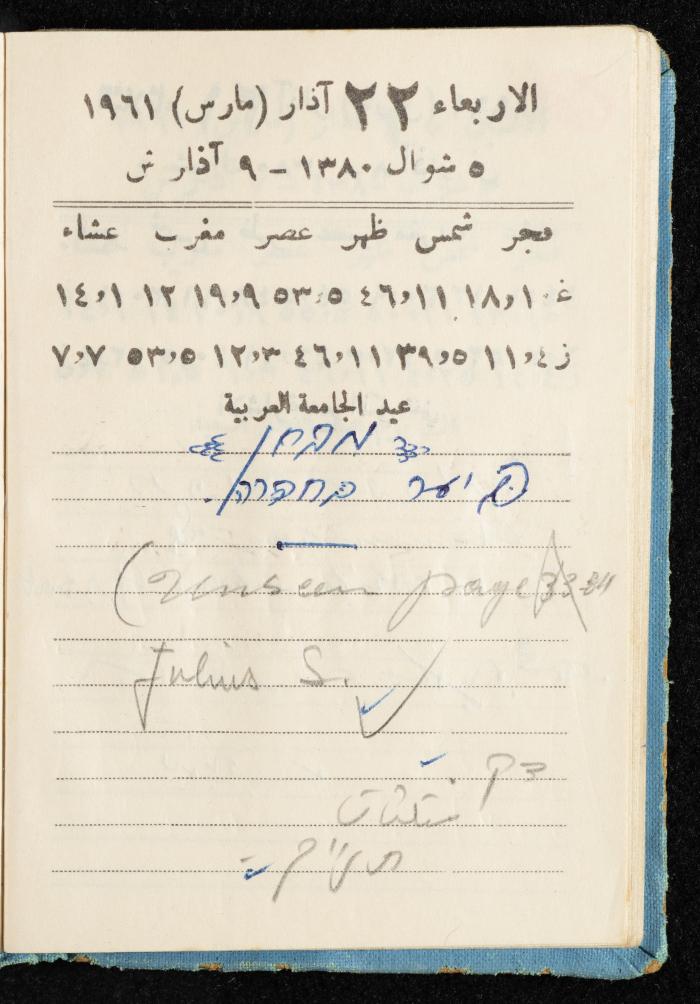 Walid Fahoum's Journal, Nazareth, 1961