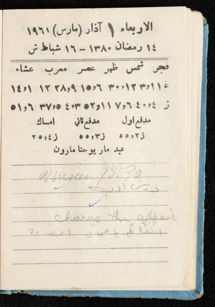 Walid Fahoum's Journal, Nazareth, 1961