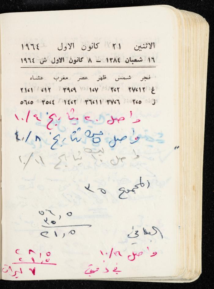 مفكرة وليد الفاهوم، الناصرة، 1964