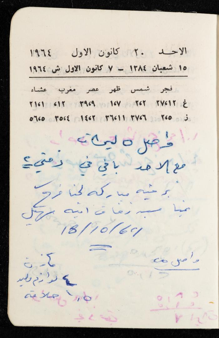 مفكرة وليد الفاهوم، الناصرة، 1964