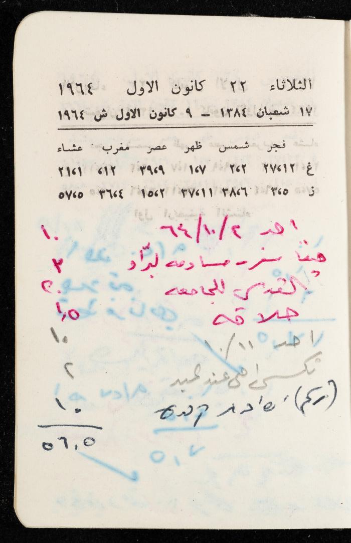 مفكرة وليد الفاهوم، الناصرة، 1964