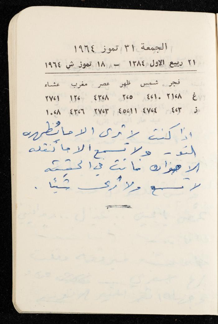 مفكرة وليد الفاهوم، الناصرة، 1964