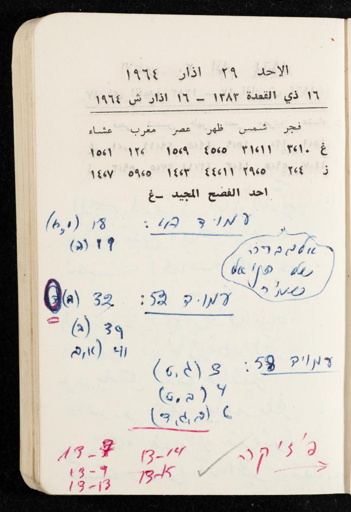 مفكرة وليد الفاهوم، الناصرة، 1964