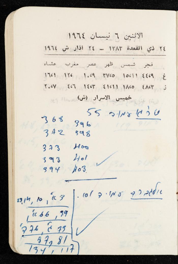مفكرة وليد الفاهوم، الناصرة، 1964