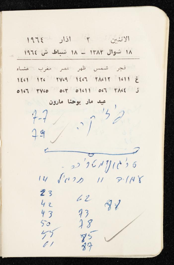مفكرة وليد الفاهوم، الناصرة، 1964