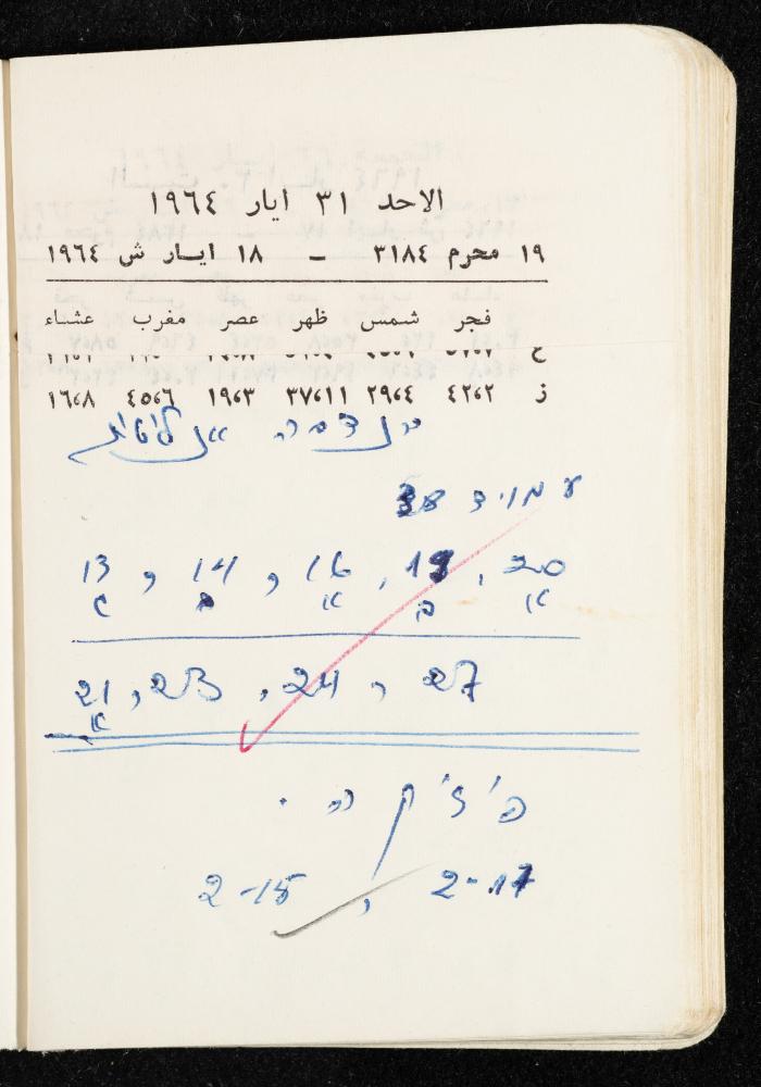 مفكرة وليد الفاهوم، الناصرة، 1964